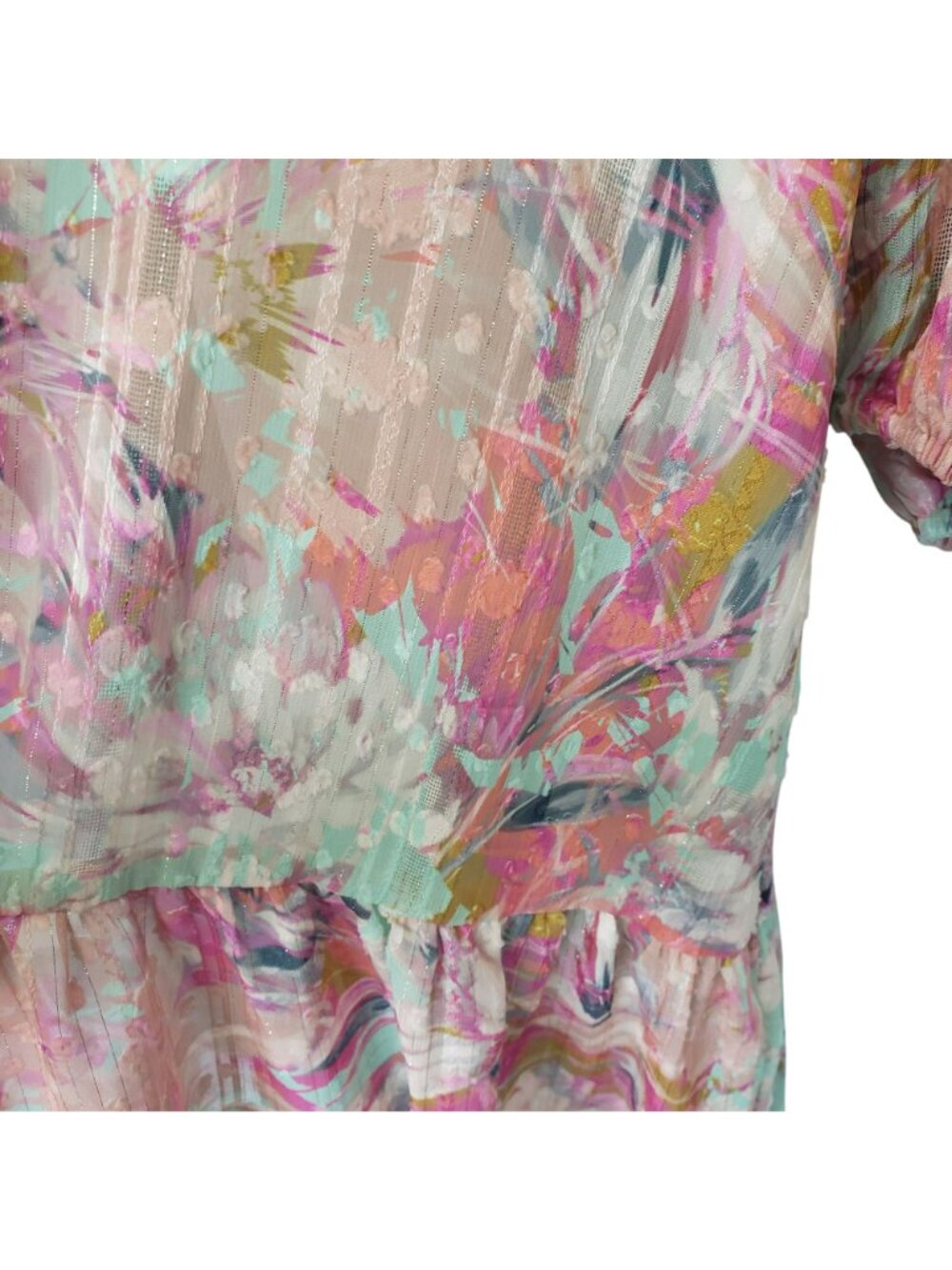Alex Marie Simone V Neck Long Sleeve Dress Pink Teal Floral Wedding Guest Spring - Picture 7 of 12